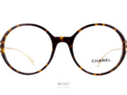 Chanel 3398. Lunettes optiques rondes et fines. Elles sont combinée avec une face en acétate et des branches en métal. 