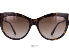Solaires de luxeTom Ford Kira. Lunettes de soleil pour dames de forme papillon. Ces solaires vous offriront une protection optimale grâce a leurs verres 100% anti UV.