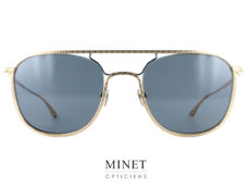 Les Masunaga by Kenzo Bellatrix gold sont de superbes solaires en titane de forme vintage double pont. la finition des bords finement décorés est superbe.