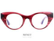 Monture optique Thierry Lasry Vanity rouge. Lunettes de luxe pour dames; Cette superbe monture de forme papillon, très bien nommé, sera un véritable accessoire de mode. Une belle démonstration de caractère.