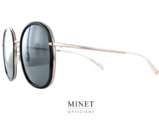 Nous vous présentons, ici, les nouvelles lunettes de soleil, les ,Pomellato PM081S. Ce sont de superbes solaires pour dames combinées acétate et métal doré. 