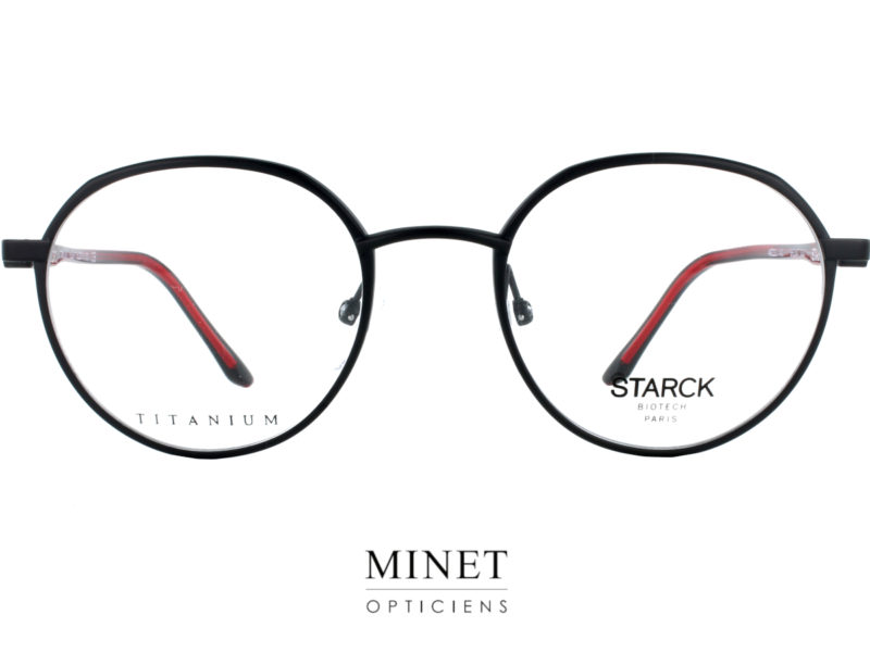 Lunettes Starck SH 2024T . Petites lunettes ronde en métal. Masi toujours montées des légendaires charnières unique et brevetées par Starck.