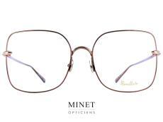 Pomellato PM0108O. Superbes lunettes oversized. Grandes montures carré typées années 80. La monture est tellement fine qu'on pourrait croire qu'il n'y en a pas. Les branches, tout aussi fines, viennent enlacer le bord de la monture arborant un design très reconnaissable pour la marque.  Ces montures sont hyper féminine, très chic et même  sexy. 